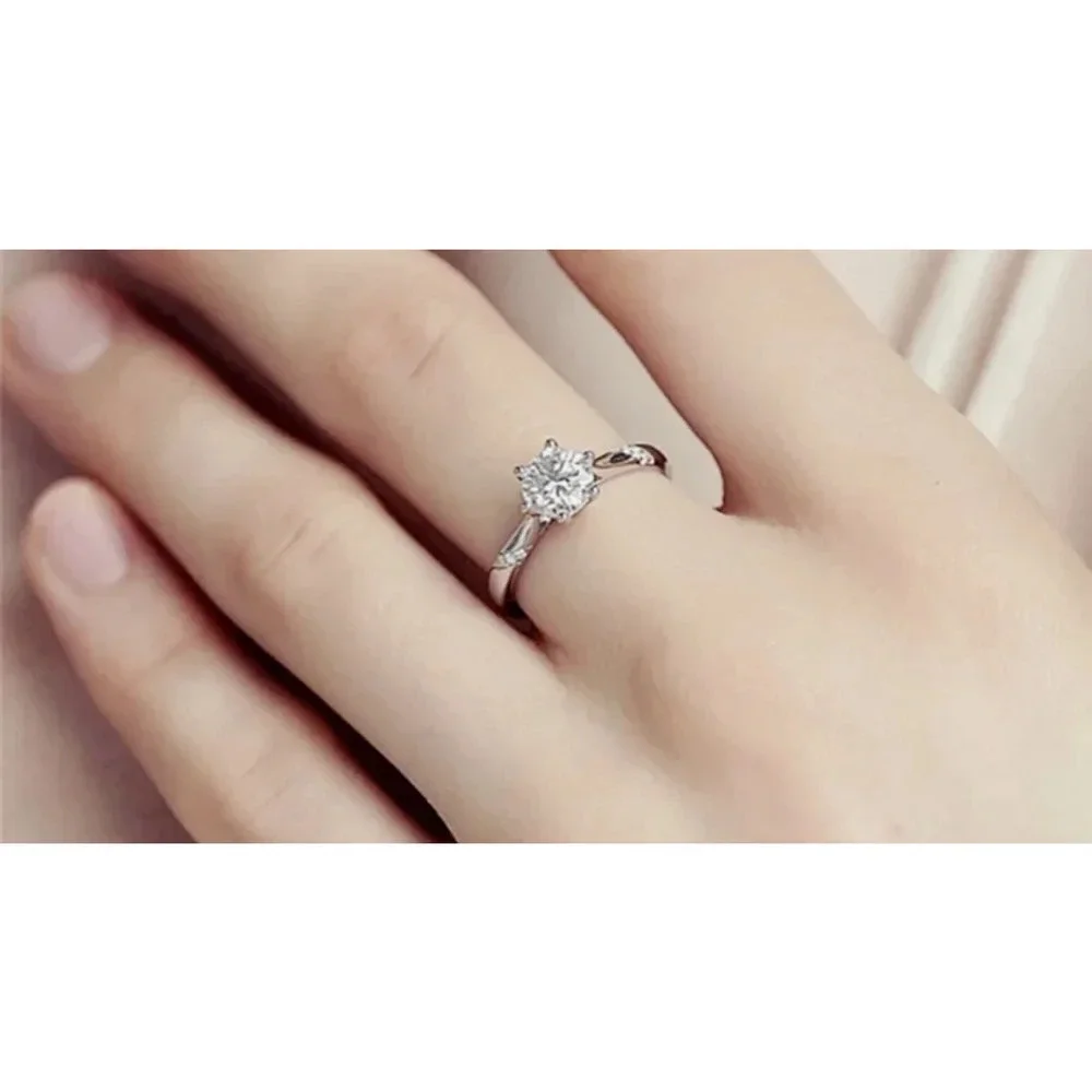 NEW 1ct Simulated Diamond‎ 14k White Gold Plated Silver Ring
